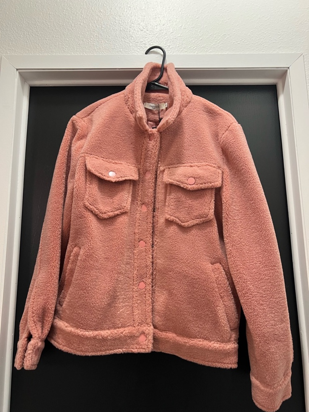 Nasty Gal Plush Teddy Jacket in Blush Pink